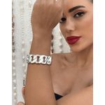 BRACELETE FOLHEADO A OURO 18K E PRATA CORRENTE LARGO
