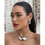 CONJUNTO COLAR E BRINCO FOLHEADO A OURO 18K E PRATA ARO FERNANDA