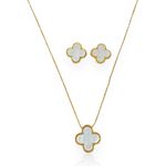 CONJUNTO COLAR E BRINCO FOLHEADO A OURO 18K INSPIRAÇÃO 