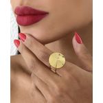 ANEL FOLHEADO A OURO 18K DISCO REGULAVEL 