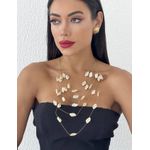 COLAR LONGO FOLHEADO A OURO 18K PEROLAS MARTELADAS