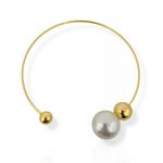 COLAR FOLHEADO A OURO 18K ARO ESFERA PEROLA