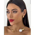 COLAR FOLHEADO A OURO 18K ARO ESFERA PEROLA