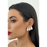 TRIO DE BRINCOS GOTA PEROLAS FOLHEADO A OURO 18K