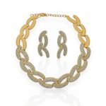 CONJUNTO COLAR E BRINCO FOLHEADO A OURO 18K MARSALY 