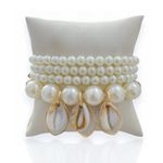 PULSEIRA FOLHEADA COM PEROLAS/CONCHAS/BUZIOS 