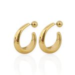 BRINCO FOLHEADO A OURO 18K ARGOLA COM PONTEIRA ESFERA