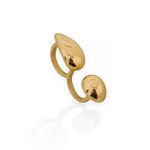 ANEL DOIS DEDOS FOLHEADO A OURO 18K E PRATA REGULAVEL GOTA E ESFERA