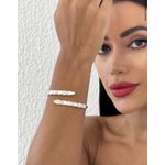 BRACELETE FOLHEADO A OURO 18K SERPENTE MADREPEROLA COM ZIRCONIAS 