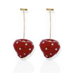BRINCO FOLHEADO A OURO 18K MORANGO BRILHANTE