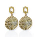 BRINCO FOLHEADO A OURO 18K PONTEIRA ELO CONCHA 