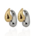 BRINCO FOLHEADO A OURO 18K E PRATA GOTAS DUPLAS