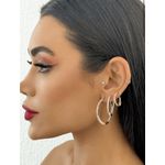 TRIO DE BRINCOS FOLHEADOS A OURO 18K ARGOLAS COM ZIRCONIAS.