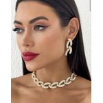 CONJUNTO COLAR E BRINCO FOLHEADO A OURO 18K MARSALY 