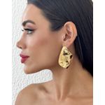 BRINCO FOLHEADO A OURO 18K E PRATA GOTA ONDULADA LISA G