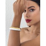BRACELETE FOLHEADO A OURO 18K LISO RESINA BRANCO 