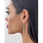 BRINCO FOLHEADO A OURO 18K E PRATA GOTA FIO LONGA