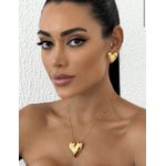 CONJUNTO FOLHEADO A OURO 18K CORAÇÃO LISO
