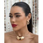 CONJUNTO COLAR E BRINCO FOLHEADO A OURO 18K E PRATA ARO FERNANDA