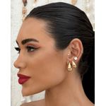 TRIO DE BRINCOS FOLHEADO A OURO 18K GOTAS E PONTO DE LUZ