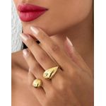 ANEL DOIS DEDOS FOLHEADO A OURO 18K E PRATA REGULAVEL GOTA E ESFERA