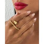 ANEL DOIS DEDOS FOLHEADO A OUTRO 18K E PRATA LISO GOTA
