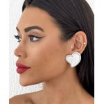 BRINCO FOLHEADO A OURO 18K E PRATA CORAÇAO MADREPEROLA