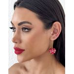 BRINCO FOLHEADO A OURO 18K MORANGO BRILHANTE