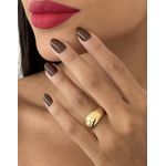 ANEL FOLHEADO A OURO 18K E PRATA LISO 