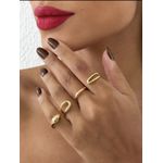 ANEL FOLHEADO A OURO 18K E PRATA 4 DEDOS ONDULADO REGULAVEL 