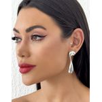 BRINCO FOLHEADO A OURO 18K E PRATA 925 PONTO GOTA LARGA 