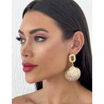 BRINCO FOLHEADO A OURO 18K PONTEIRA ELO CONCHA 