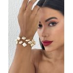 PULSEIRA FOLHEADA A OURO 18K PEROLAS ORGANICAS P