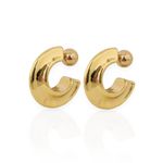 BRINCO FOLHEADO A OURO 18K E PRATA ARGOLA ORGANICA LISA ESFERA