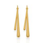 BRINCO FOLHEADO A OURO 18K E PRATA GOTA FIO LONGA