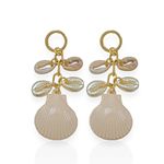 BRINCO FOLHEADO A OURO 18K CONCHAS E BUZIOS