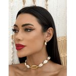 COLAR CHOKER FOLHEADO A OURO 18K BUZIOS 