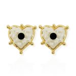 BRINCO FOLHEADO A OURO 18K CORACAO PEROLA