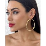BRINCO FOLHEADO A OURO 18K E PRATA ARGOLA TORCIDA MARTELADA