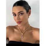 COLAR FOLHEADO A OURO 18K PINGENTE BUZIOS