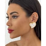 BRINCO FOLHEADO A OURO 18K E PRATA CORAÇAO MADREPEROLA