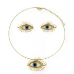 CONJUNTO FOLHEADO A OURO 18K MAX OLHO RESINADO