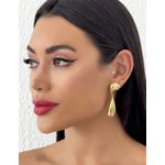 BRINCO FOLHEADO A OURO 18K E PRATA 925 PONTO GOTA LARGA 