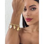 PULSEIRA FOLHEADA A OURO 18K CONCHAS ESTRELA E BUZIOS