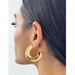 BRINCO FOLHEADO A OURO 18K E PRATA ARGOLA ORGANICA LISA ESFERA