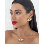 CONJUNTO FOLHEADO A OURO 18K MAX OLHO RESINADO