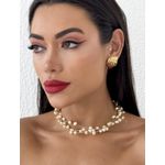 COLAR CURTO FOLHEADO A OURO 18K MINI PEROLAS 