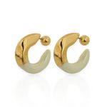 BRINCO FOLHEADO A OURO 18K ARGOLA TORCIDA RESINADA ESFERAS