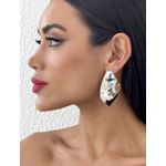 BRINCO FOLHEADO A OURO 18K E PRATA GOTA ONDULADA LISA G