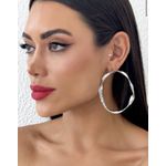 BRINCO FOLHEADO A OURO 18K E PRATA ARGOLA TORCIDA MARTELADA